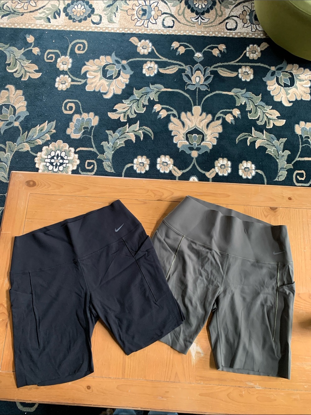 Nike Women’s Black and Olive Green Bike Shorts 2 pairs